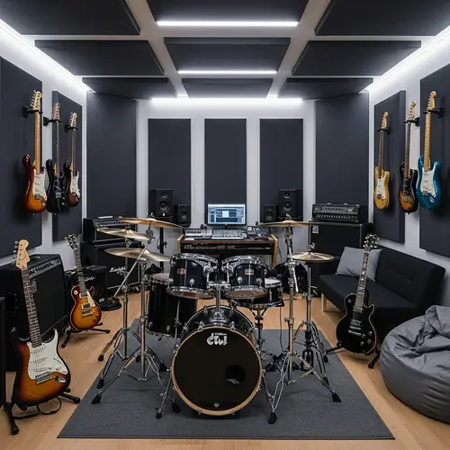 Electric Guitars & Drums Music Studio