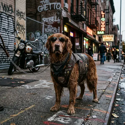 Street Smart Golden Retriever: Stylish Ex-Fighter