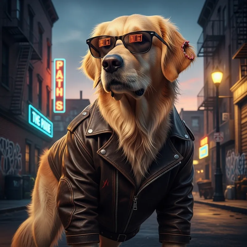 Street Smart Golden Retriever: Stylish Ex-Fighter