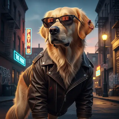 Street Smart Golden Retriever: Stylish Ex-Fighter