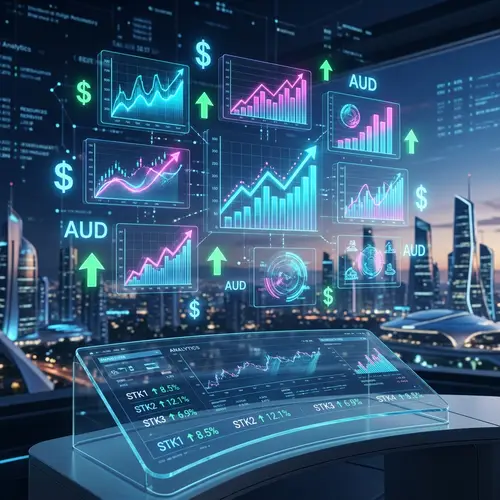 Top Performing Australian Stocks: Futuristic 3D Holographic Charts