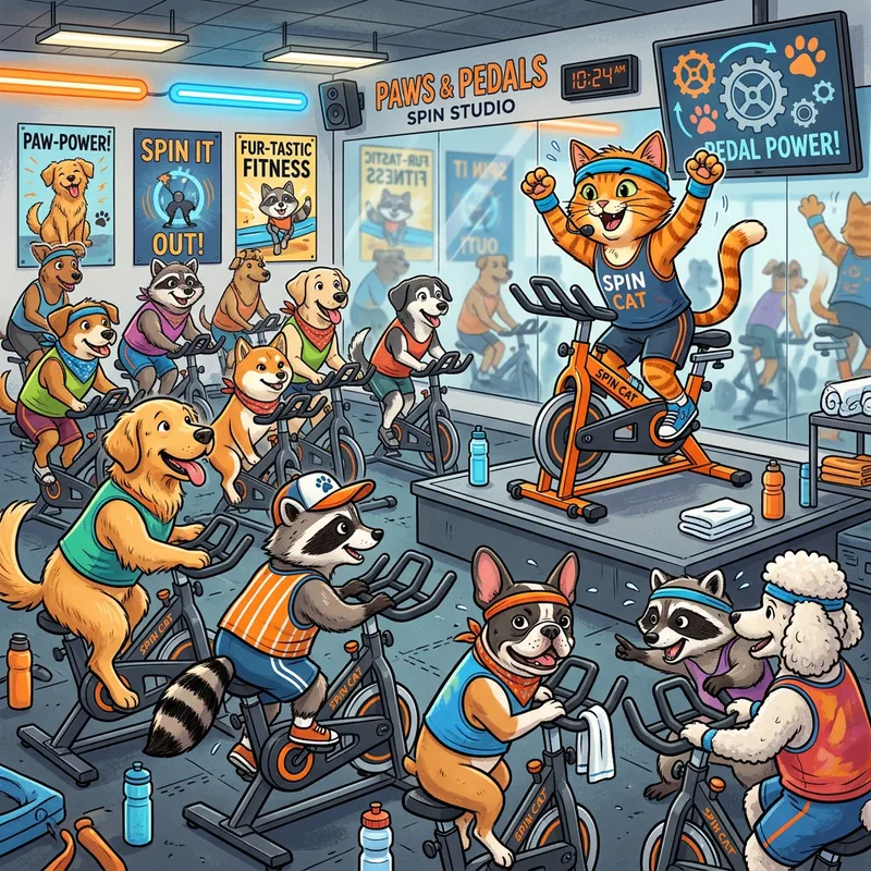 Orange Cat Leads Fun Spin Class for Pets