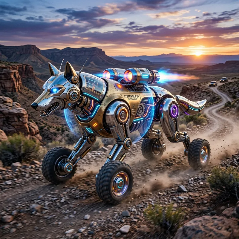 Robotic Wolf: Retro-Futuristic Offroad Creature Design Robotic Wolf: Retro-Futuristic Offroad Creature Design