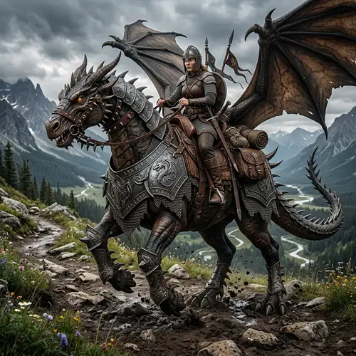 Medieval Offroad Animal: Dragon-Warhorse Hybrid for Epic Adventures