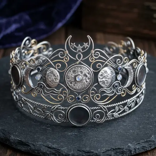 Handcrafted Moon Phase Crown Inspired by Goddess Selene