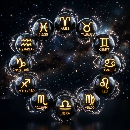 Mystical Onyx Spheres with Zodiac Symbols