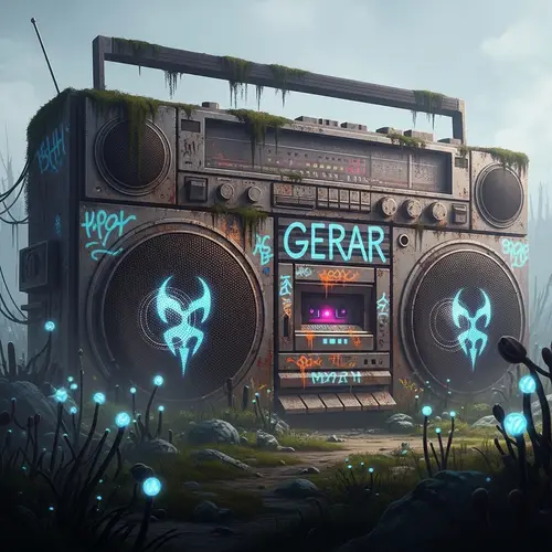 Abandoned Boombox in a Bioluminescent Wasteland