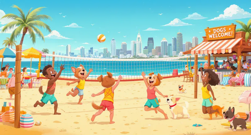 Fun Beach Volleyball with Dogs in San Diego