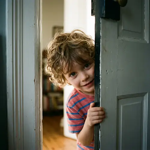 Cool Kid's Hairstyle Through the Door Crack