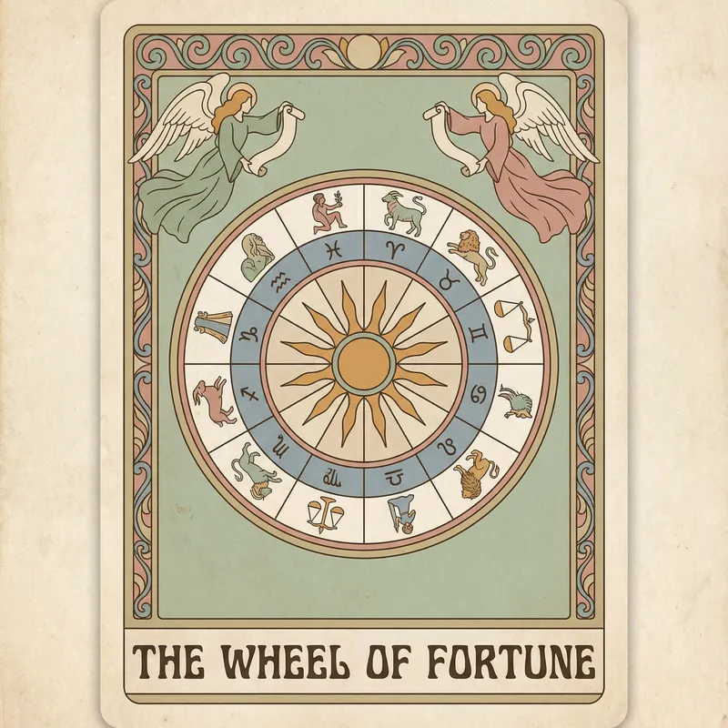 Wheel of Fortune Tarot Card Design | Harmonious Color Scheme Wheel of Fortune Tarot Card Design | Harmonious Color Scheme