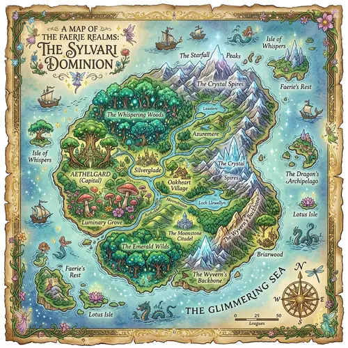 Enchanting Fairy Fantasy Map of Magical Landscapes