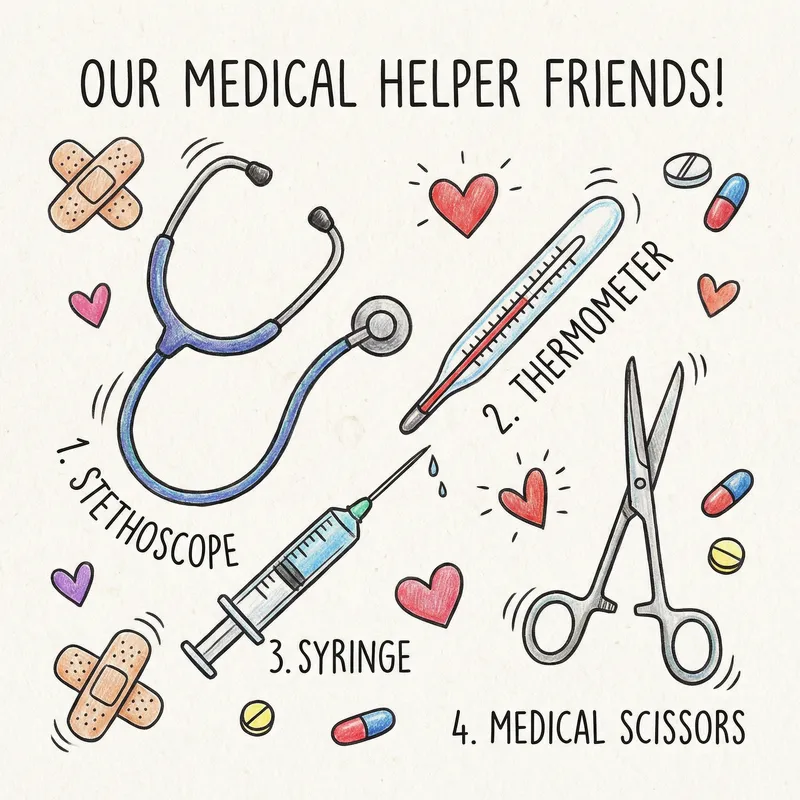 Medical Tools Doodle Design Name Set & Numbers