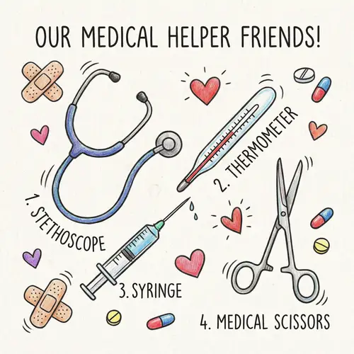Creative Medical Tools Doodle Design for Visual Learning