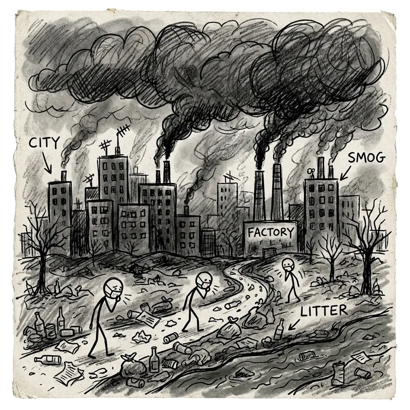 Stick Figure Art: Pollution in Urban Environments