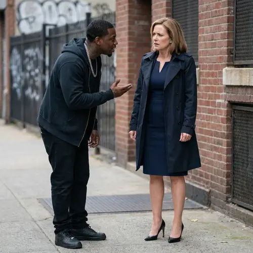 Black Gang Member and Mature Caucasian Woman Urban Encounter