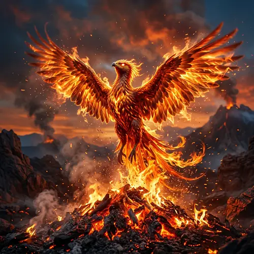 Female Phoenix Rising - Symbol of Rebirth & Resilience