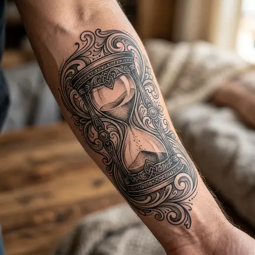 Detailed Hourglass Tattoo Design | Craftsmanship & Artistry