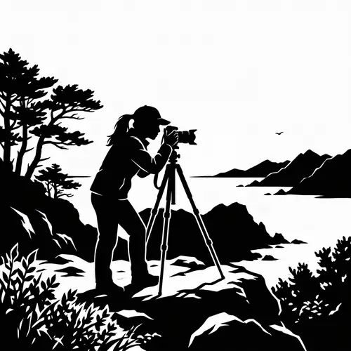 Asian Female Photographer Silhouette | Camera & Tripod Scene