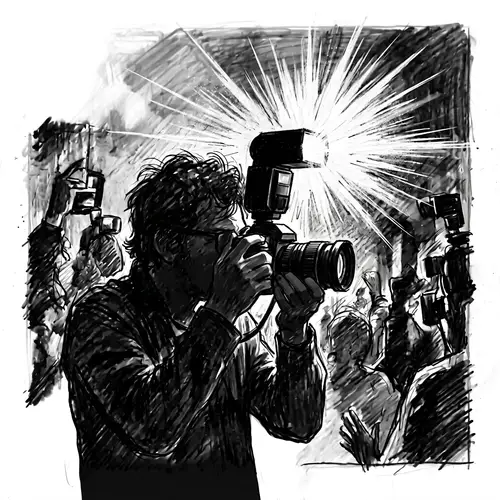 Silhouetted Camera Flash Drawing