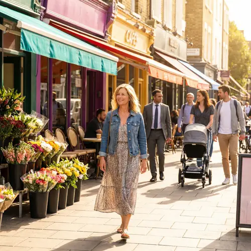 44-Year-Old Blonde Woman Walking in City Street