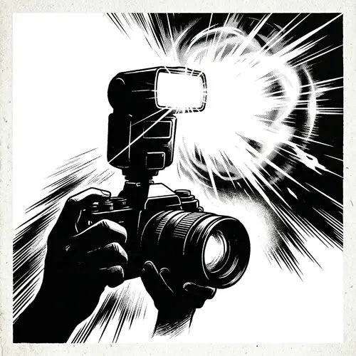 Camera Flash Silhouette - Light Emanating Illustration