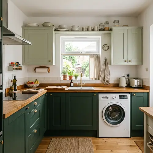 Charming Small Kitchen with Contrasting Cabinets