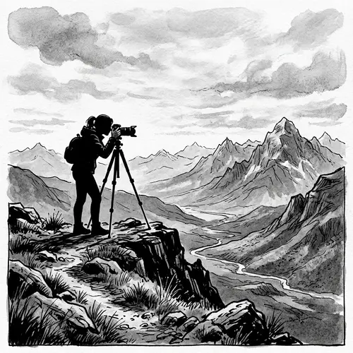 Caucasian Female Photographer Silhouette Taking Picture