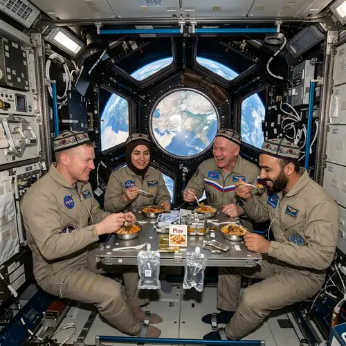 Astronauts Dining on Uzbek Plov in Space
