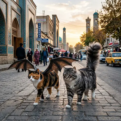 Tricolored Cat with Dragon Wings in Tashkent | Cute Cats