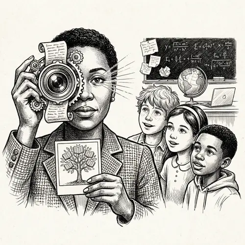 Intricate Teacher & Kids Sketch: Inspiring Knowledge Capture