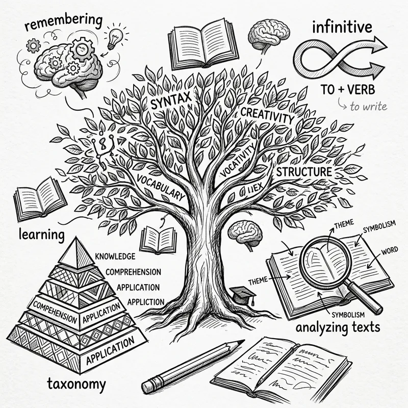 Grammar, English, Writing, Infinitive, Taxonomy, Remember, Analyze, Texts, Learning