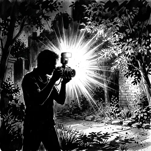 Camera Silhouette with Flash | Brightly Illuminated Scene