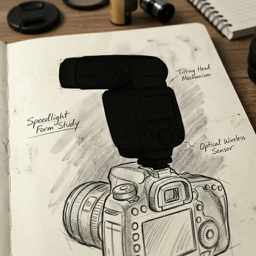 Camera Flash Silhouette Sketch | Brand Sketch Artwork
