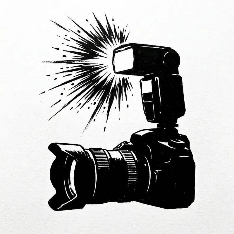 Camera Flash Silhouette Drawing