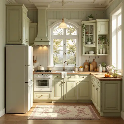 Charming Small Kitchen with Contrasting Cabinets