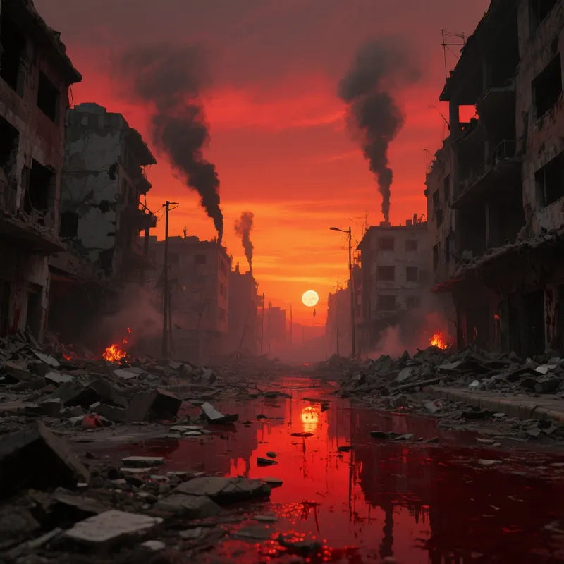 War-Torn Urban Landscape: A Haunting Vision