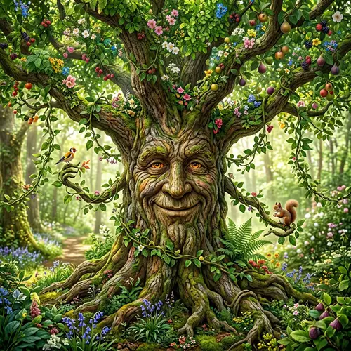 Kind Tree with Expressive Face and Lush Detail