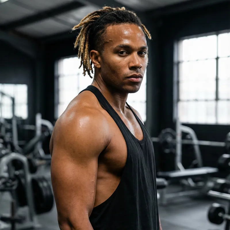 Photorealistic Portrait of Rho: Jamaican Athlete Photorealistic Portrait of Rho: Jamaican Athlete