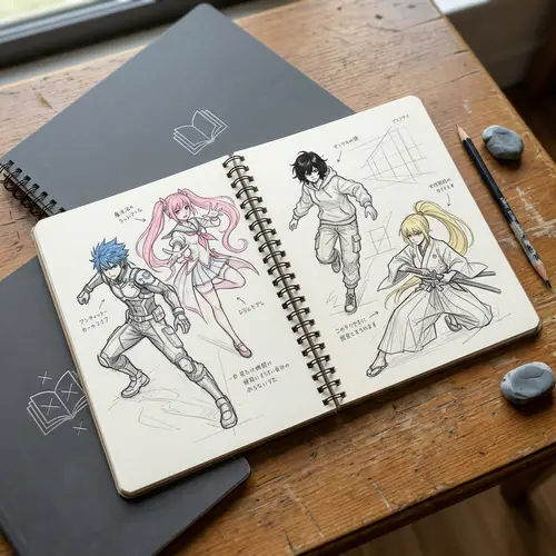 Anime Sketchbook: Creative Anime-Style Sketches | Pencil Drawings