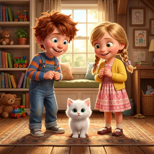 Disney Pixar Style: Redhead Boy & Blonde Girl