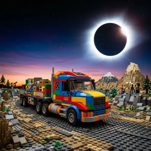 Lego Truck Under Stunning Solar Eclipse