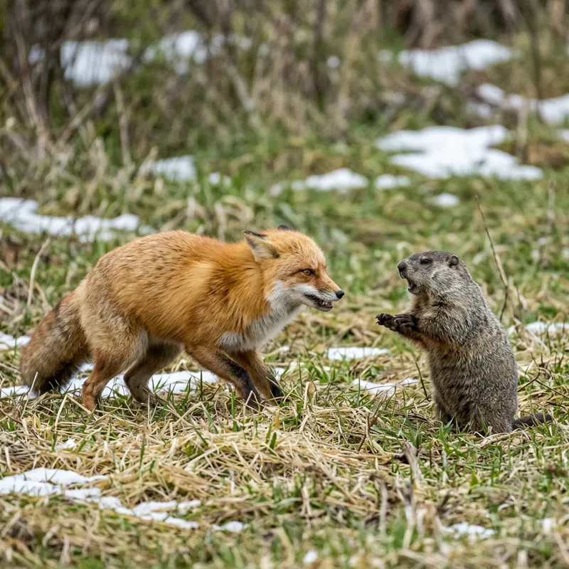 Fox vs Groundhog: Nature's Raw Encounter