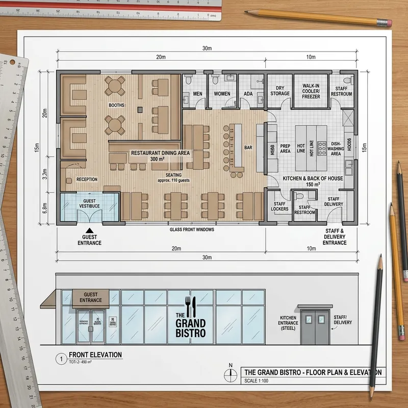 450 sqm Restaurant Architectural Design