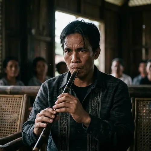 Courageous Southeast Asian Man Playing Flute | Haunting Melody