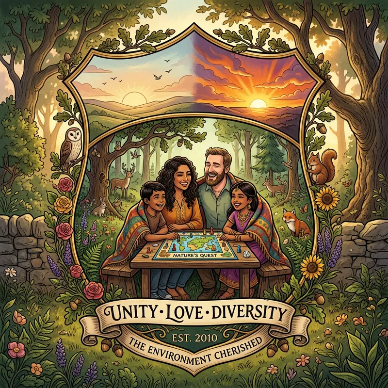 Nature-Inspired Family Crest: Sunrise, Sunset, Snuggling & Games