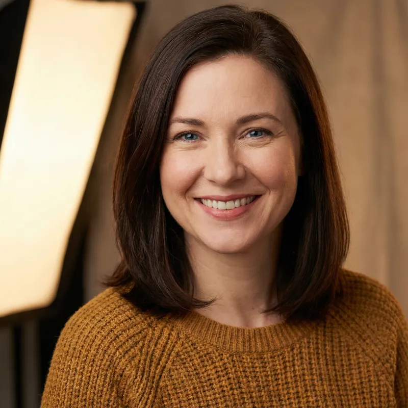 Vibrant 38-Year-Old Brunette Woman Studio Portrait with Almond-Shaped Blue Eyes Vibrant 38-Year-Old Brunette Woman Studio Portrait with Almond-Shaped Blue Eyes
