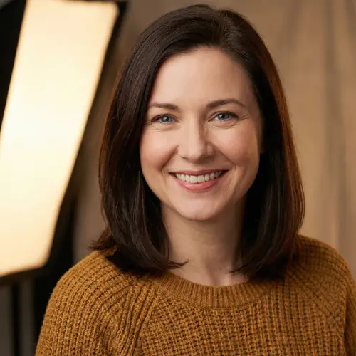 Studio Portrait of 38-Year-Old Brunette Caucasian Woman