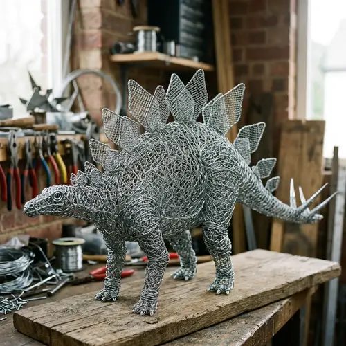 Stegosaurus Chicken Wire Sculpture | Dinosaur Artwork