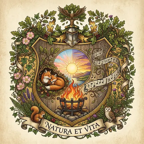 Nature Inspired Family Crest: Sunrise, Sunset, Snuggling, Music & Fire