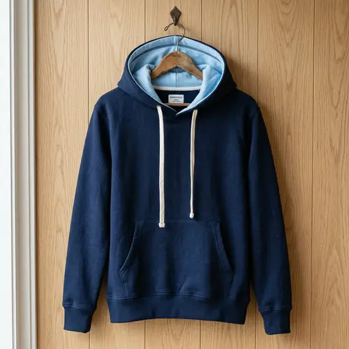 Navy Blue Hoodie with Light Blue Lining